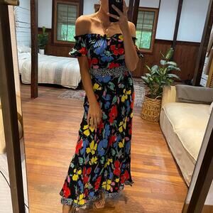 RIXO x Target Maxi Dress 2 Small Colorful Floral Off The Shoulder Short Sleeve